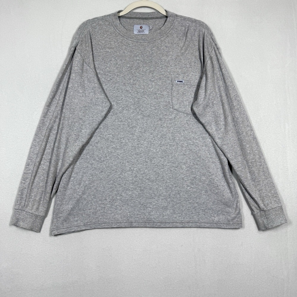 Tyndale FR Shirt Men Medium Grey Flame Resistant USA Made Long Sleeve Pocket Tee